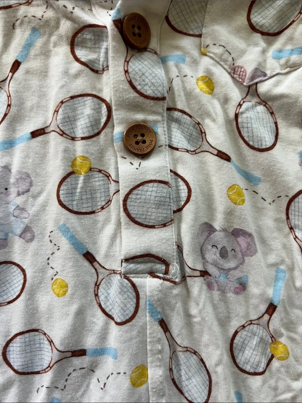 Posh Peanut Cream Tennis Print Romper